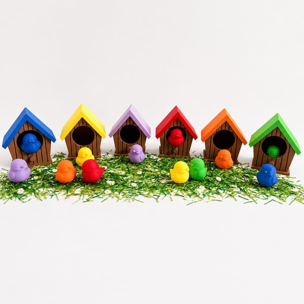 Gekleurde vogelhuisjes